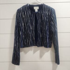 Velvet Elegant Party Cover Up One Button Blue Silver Sparkle Accent Size medium